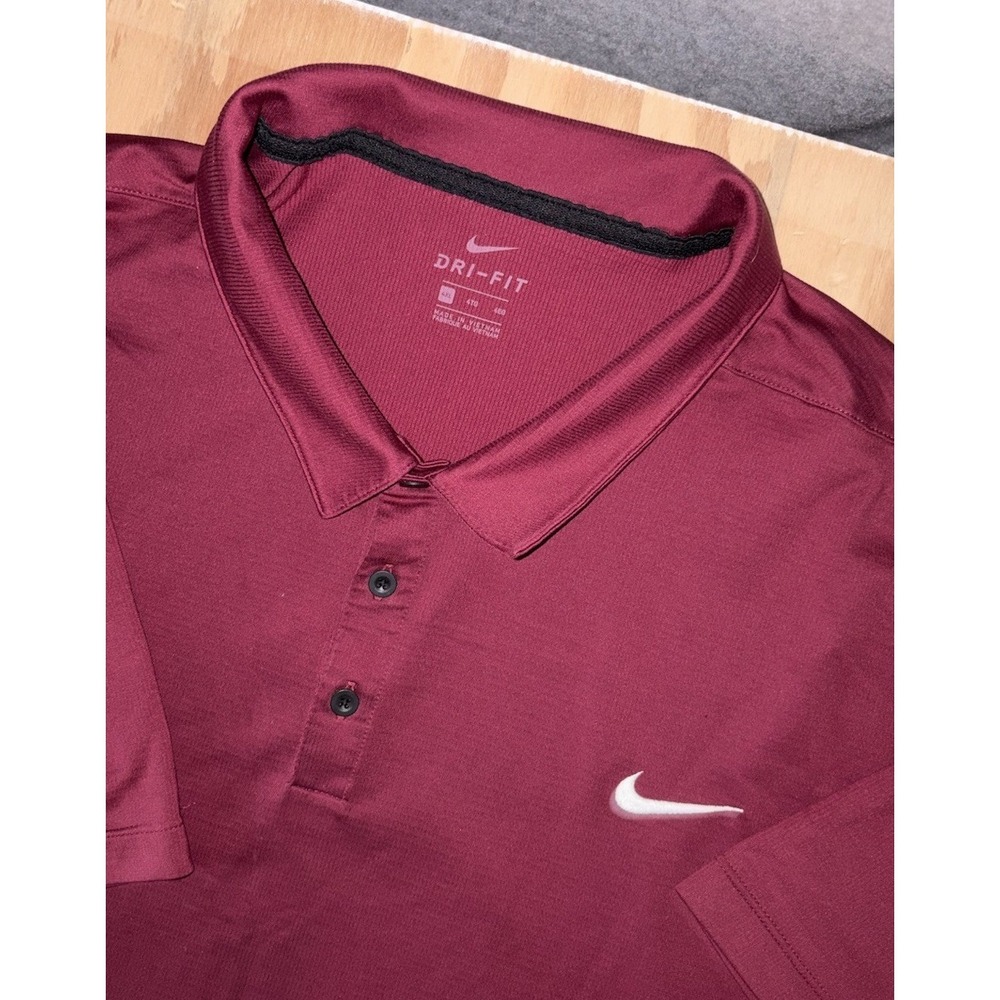 Nike Golf Mens 4XL Polo Dri Fit Burgundy Solid Performance Embroidered Logo